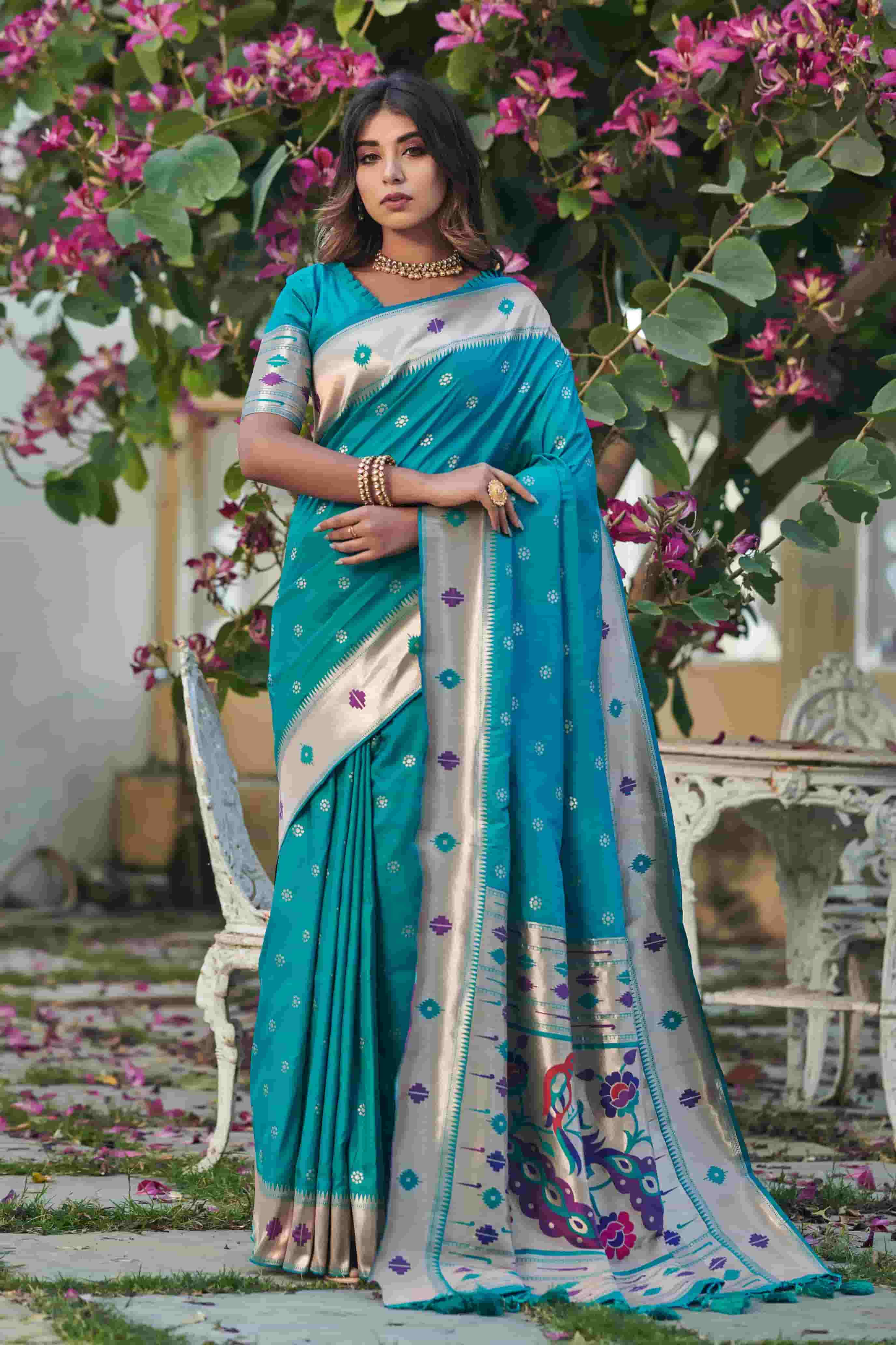 Rama Soft Silk Paithani Saree