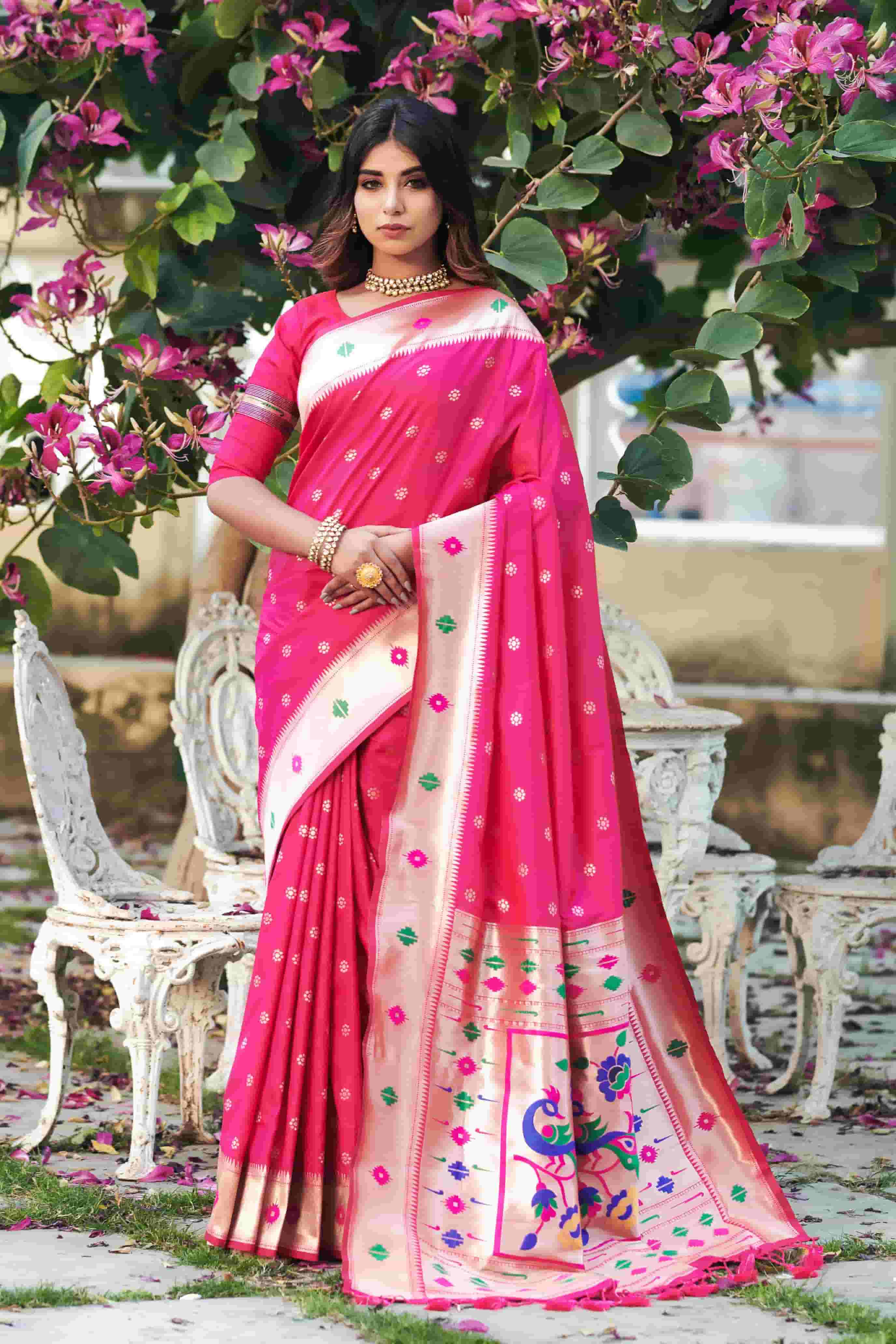 Pink Color Soft Silk Paithani Silk Saree