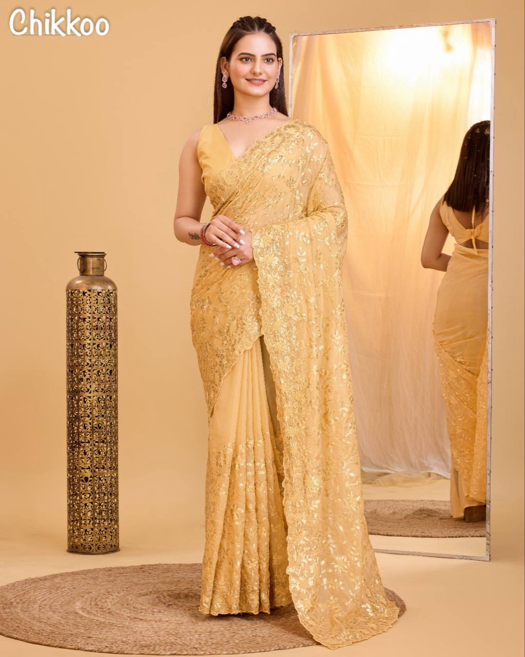 Yellow Color Organza Sequence Work Saree