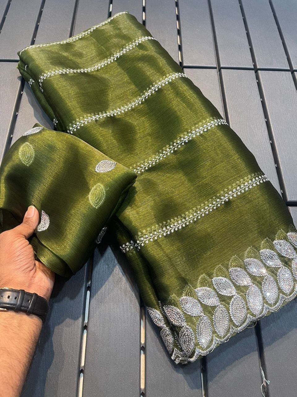 Mahendi Green Color Zimmy Chu Saree