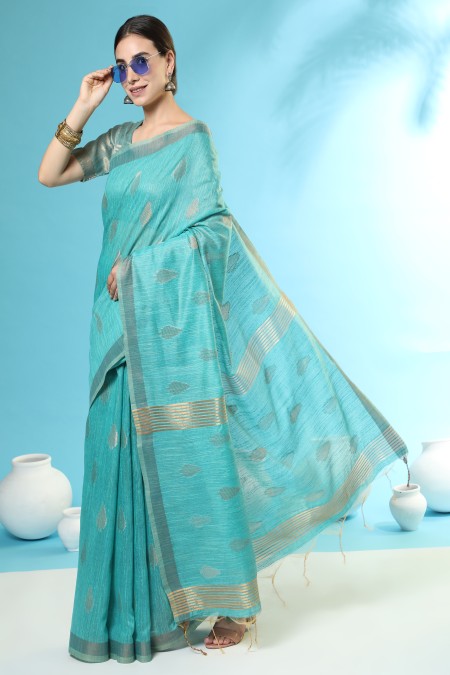 Rama Cotton Handloom Saree