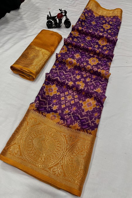 Wine Color Patola Print Saree