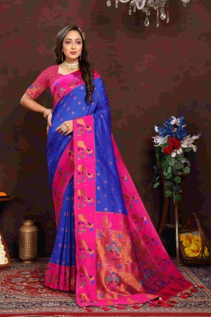 Royal Blue Color Paithani Silk SAree