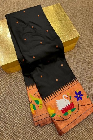 Black Color Traditional Paithani Silk Saree