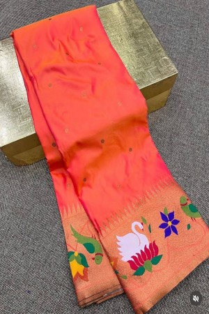 Peach Color Soft Paithani Silk Saree