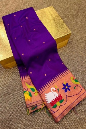 Violet Traditional paithani Silk Sareee