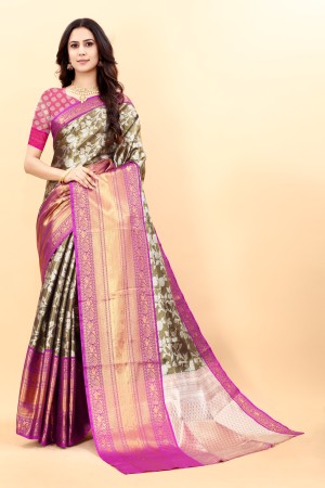 Gray color Kanjivaram silk Saree