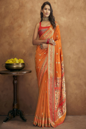 Yellow Soft Paithani Silk Saree