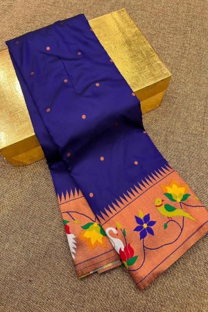 Royal Blue Tradional Paithani Silk Saree