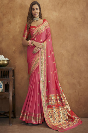 Gajri Color Paithani Silk Saree