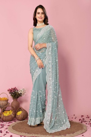 Rama Georgette Sequence Work Saree