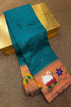 Rama Color Paithani Silk Saree