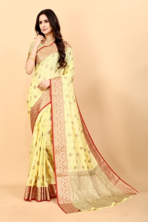 Yellow Color Soft Silk Saree With Blouse