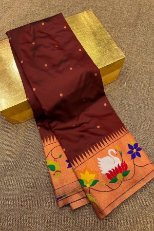 Brown color paithani silk saree