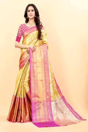 Yellow Kanjivaram Silk Saree Collections