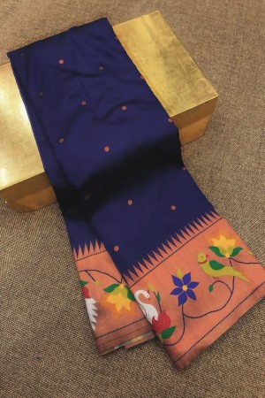 Navy Blue Color Traditional Paithani Silk Saree