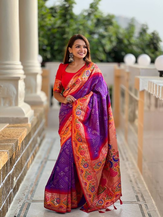 Bandhani Design Paithani Silk Saree