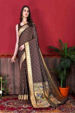 Brown Color Soft Paithani Silk Saree