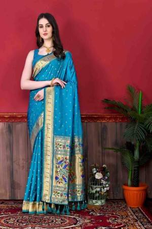 Rama Color Paithani Saree