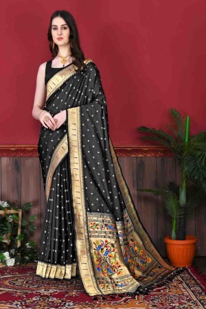 Black Color Soft patithani Silk Saree