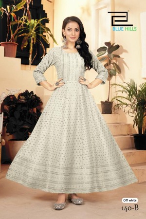 off white chikankari embroidery work gown