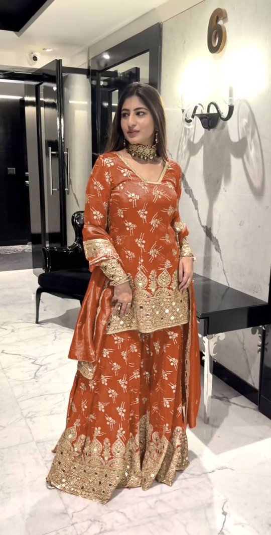 orange color Top Gharara set