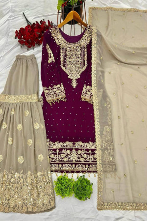 Maroon color Top Lahengha Duatta Set