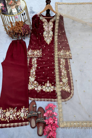 Maroon Color Top Plazzo Set