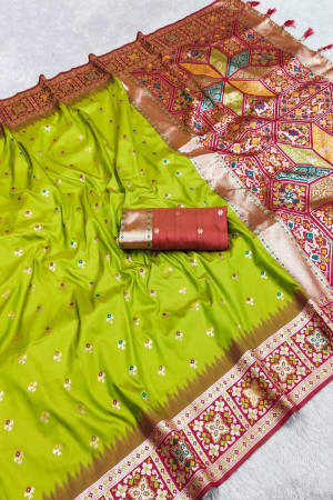 Perrot Green Color Banarasi silk saree