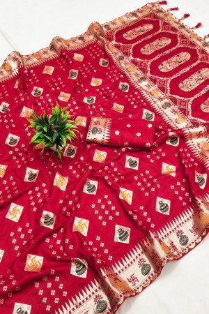Red Color Soft Banarasi Silk Saree