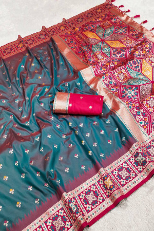 Teal Color Soft Banarasi Silk Saree