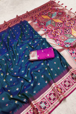 Navy blue Banarasi Silk Saree