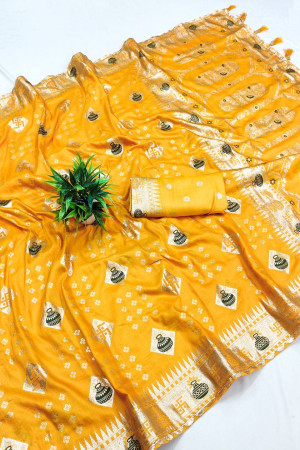 Yellow Color Soft Banarasi Silk Saree