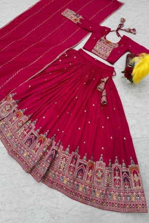 Pink Embroidery Work Lehenga Choli Set