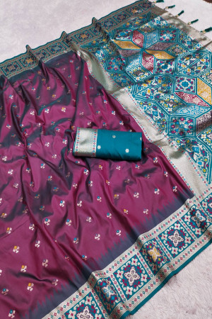 Megenta color soft Banarasi silk Saree collection