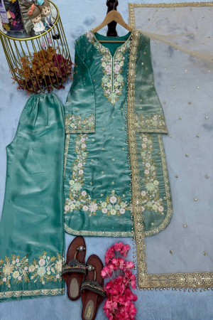 Rama Top PLazzo With Dupatta