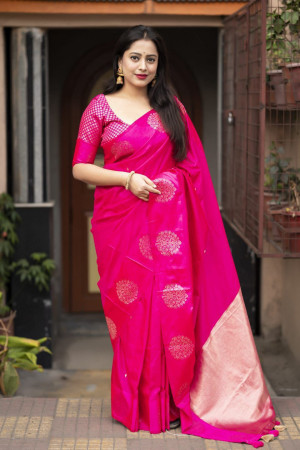 Pink Color Soft Banarasi Silk Saree