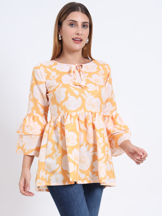yellow Color Floral Printed Top