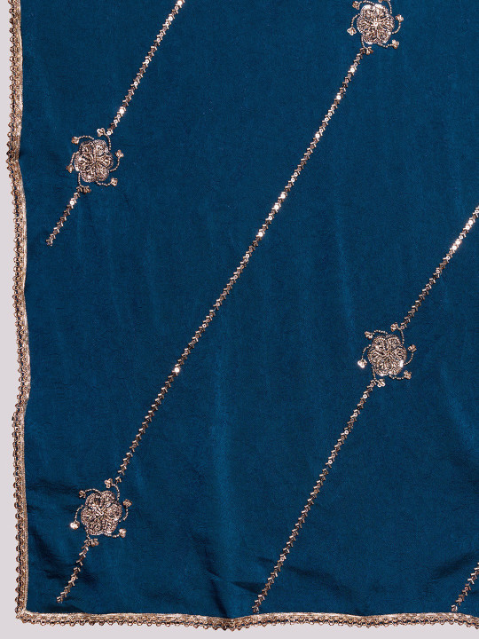 Rama Colour Party Wear Crush Silk Saree - Gallery Image 2